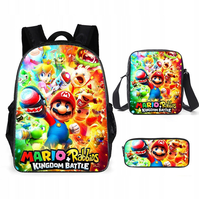 NEW Mario SCHOOL SET BACKPACK A4 PENCIL CASE BAG Packaging status original