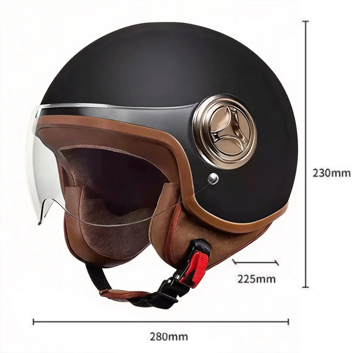 NEW Motorcycle Helmet Elegant Neo-Retro Black Mat Leather L Manufacturer no brand