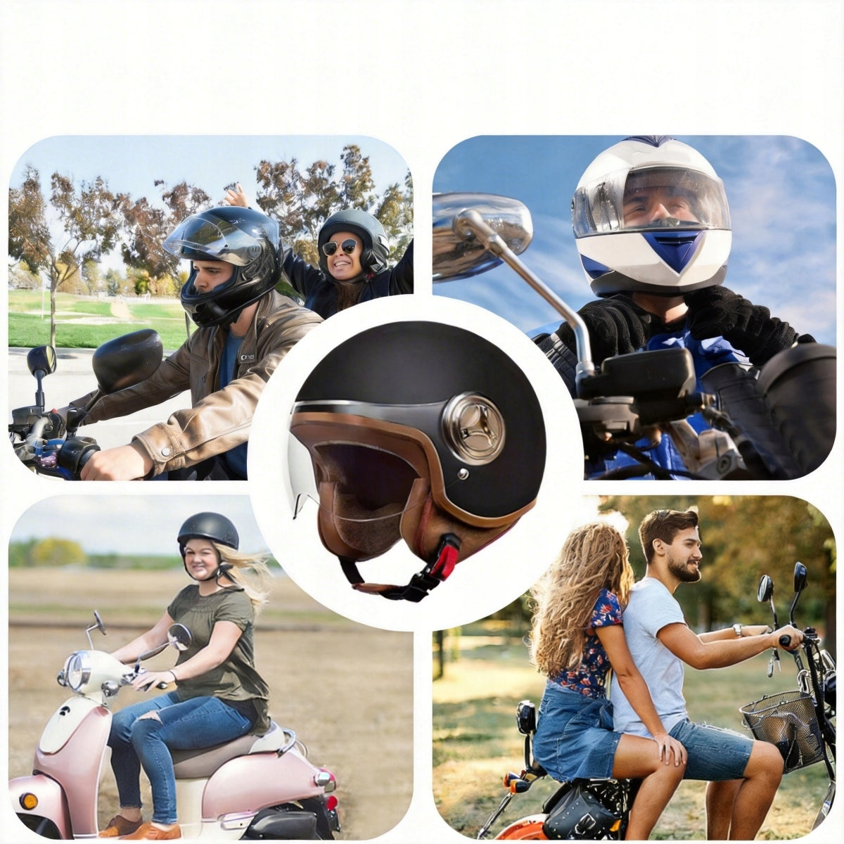 NEW Motorcycle Helmet Elegant Neo-Retro Black Mat Leather L Size universal
