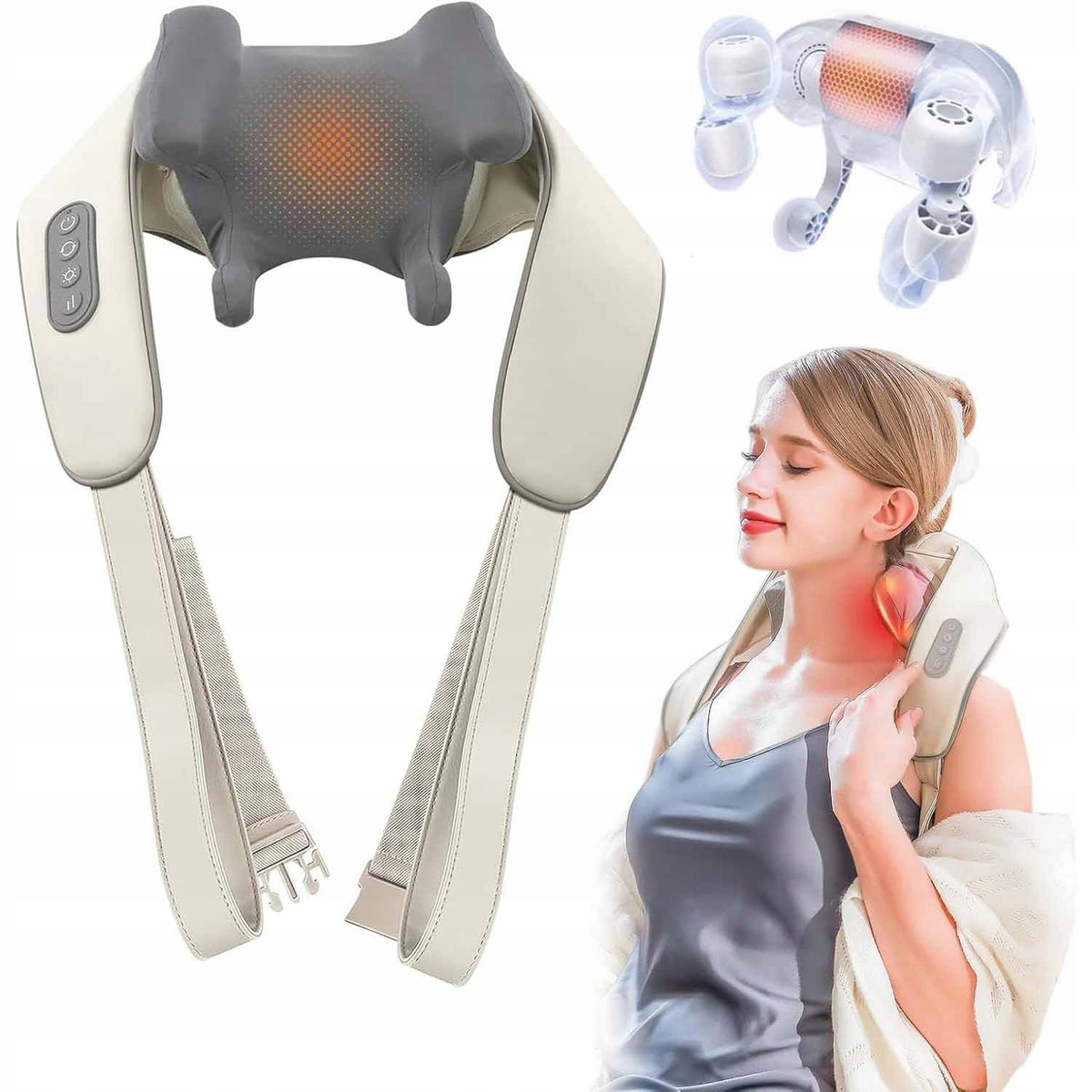 NEW NECK SHIATSU MASSAGER BACK SHOULDERS BODY HEATING PILLOW Packaging status original