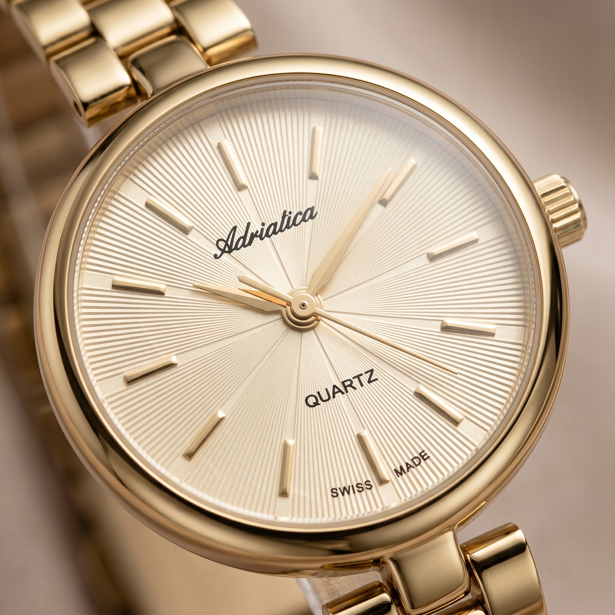 NEW ORIGINAL Women's Watch ADRIATICA A3474.1111Q gold classic Packaging status original