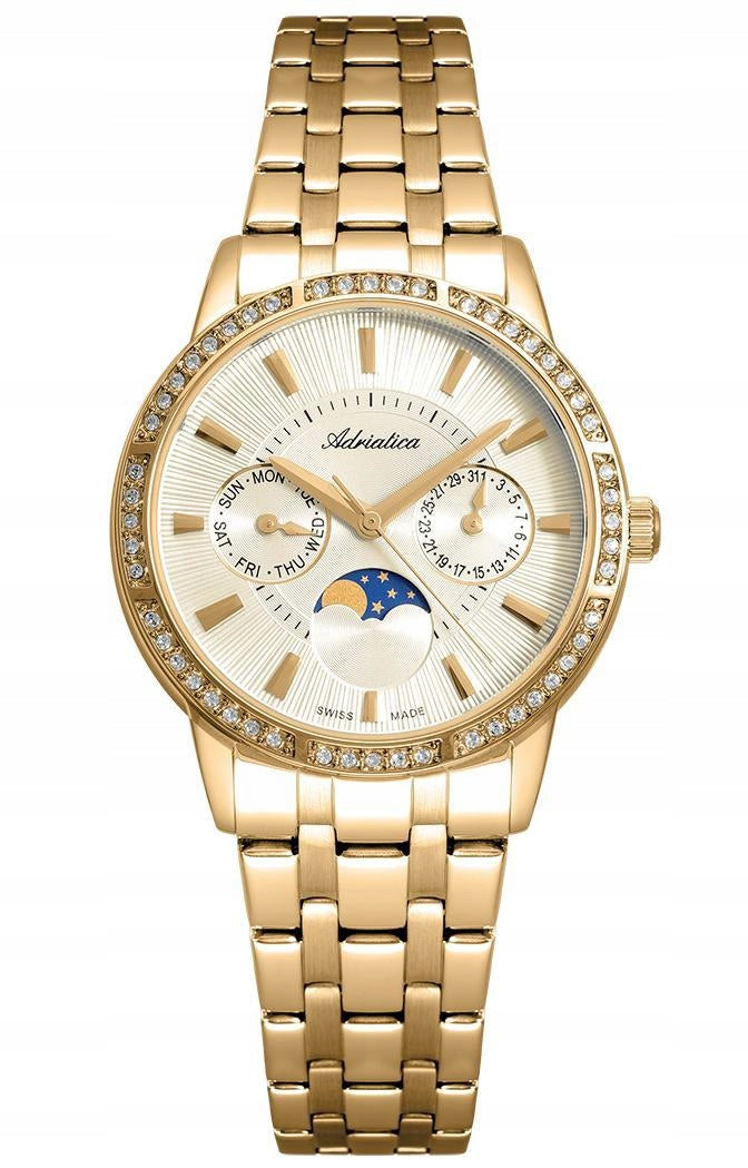 NEW ORIGINAL Women's Watch ADRIATICA A3601.1111QFZ gold rhinestones
