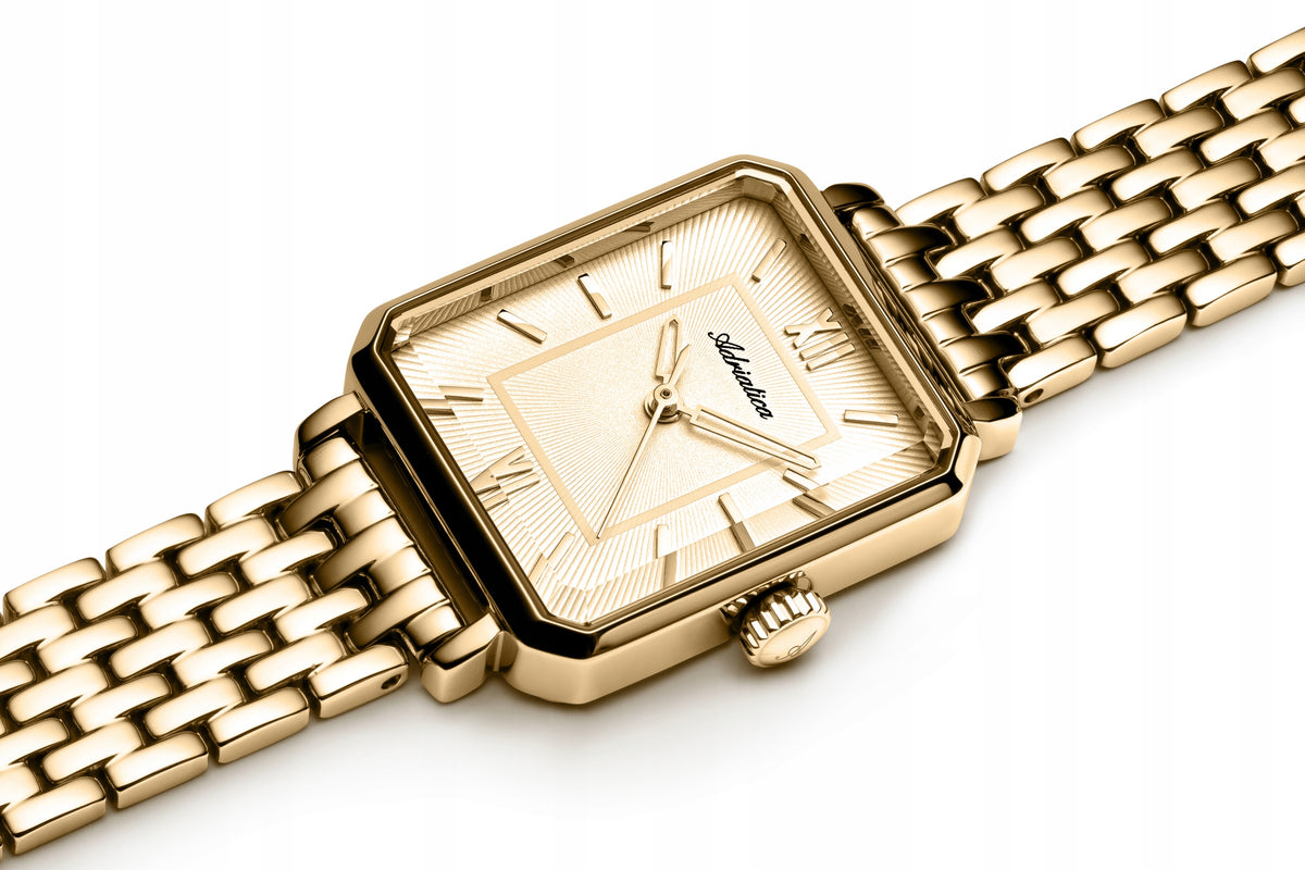 NEW ORIGINAL Women's Watch ADRIATICA A3838.1161Q gold rectangular Brand Adriatica