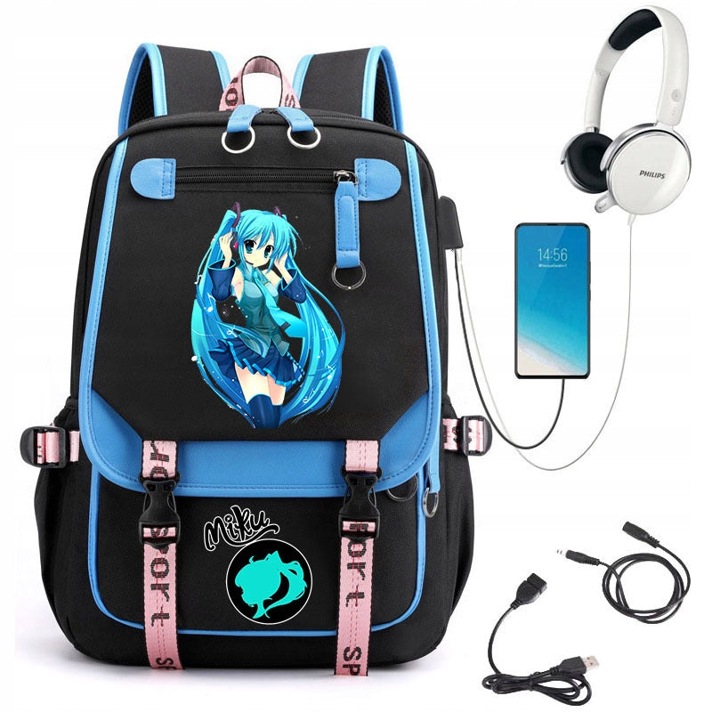 NEW SCHOOL BACKPACK SATCHEL HATSUNE MIKU USB PATTERNS A4 LARGE