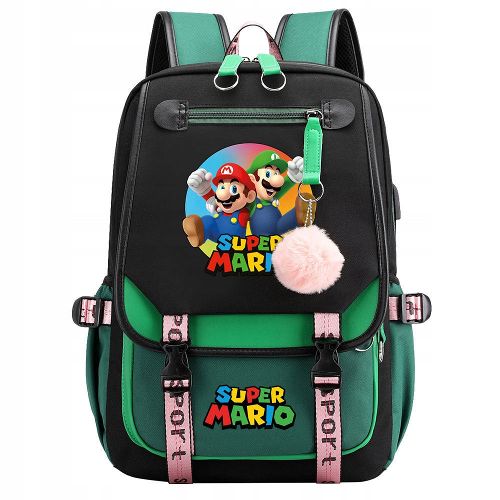 NEW SCHOOL BACKPACK SATCHEL Super Mario Bros USB PATTERNS A4 LARGE
