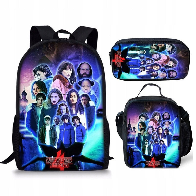 NEW STRANGER THINGS SCHOOL SET BACKPACK A4 PENCIL CASE BAG