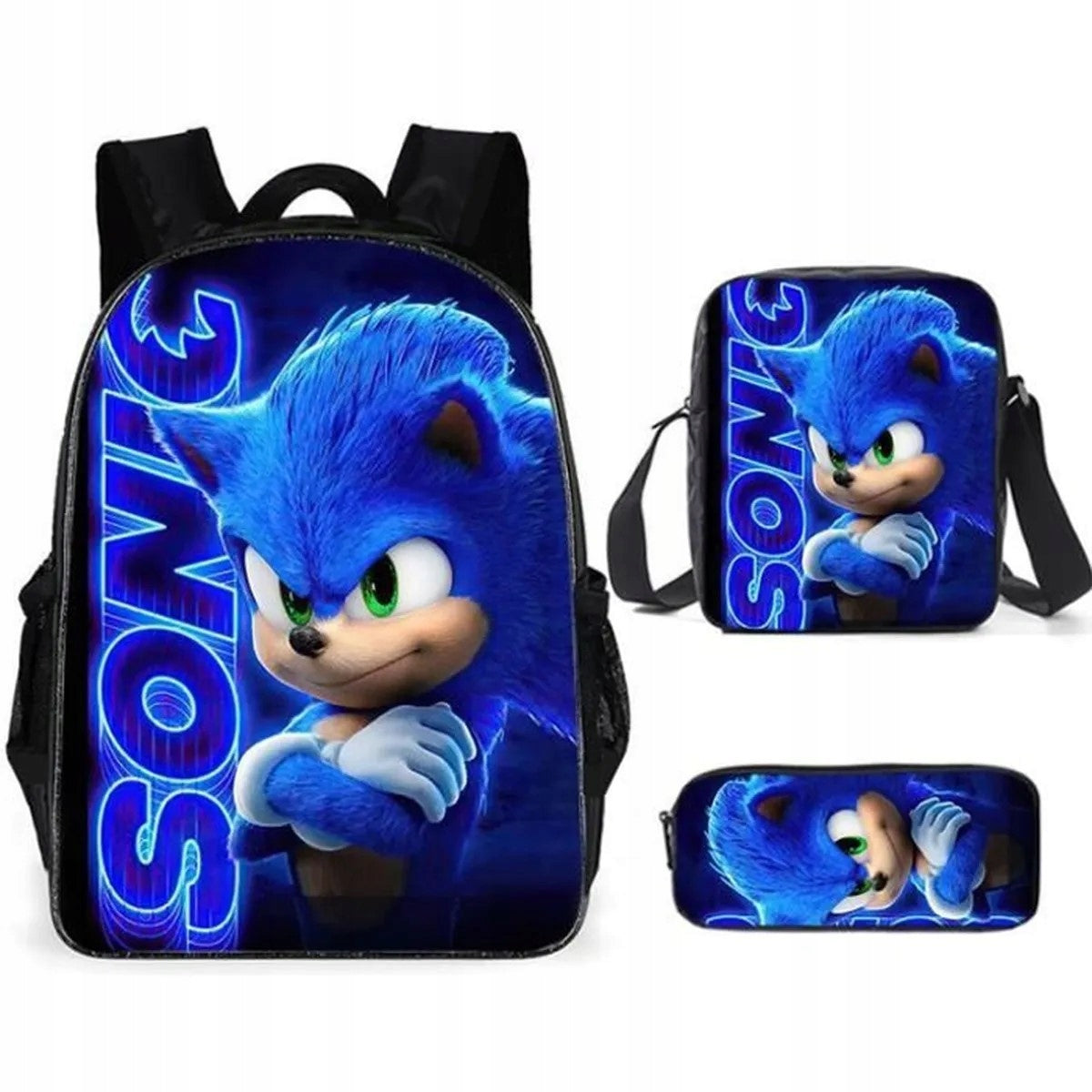 NEW Sonic SCHOOL SET BACKPACK A4 PENCIL CASE BAG Manufacturer code B45TVSVWER