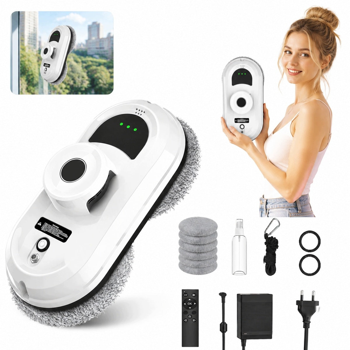 NEW Window Cleaning Robot White 90W 5600Pa 10 MOP SET 2026