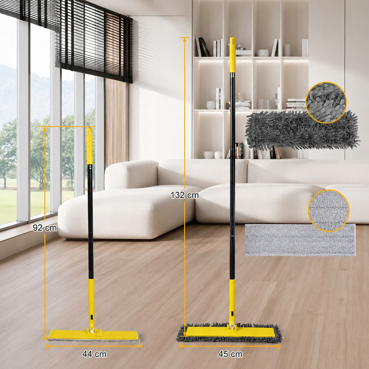 NEWE 2in1 Wet and Dry Flat Mop 4 Rotary Overlays for Home Garden Packaging status original