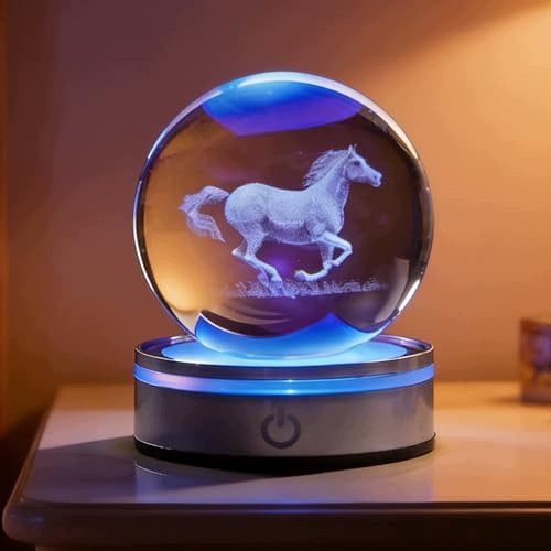 NIGHT LIGHT CRYSTAL HORSE BALL 80 MM LED 6 MODES FOR CHILDREN Brand no brand