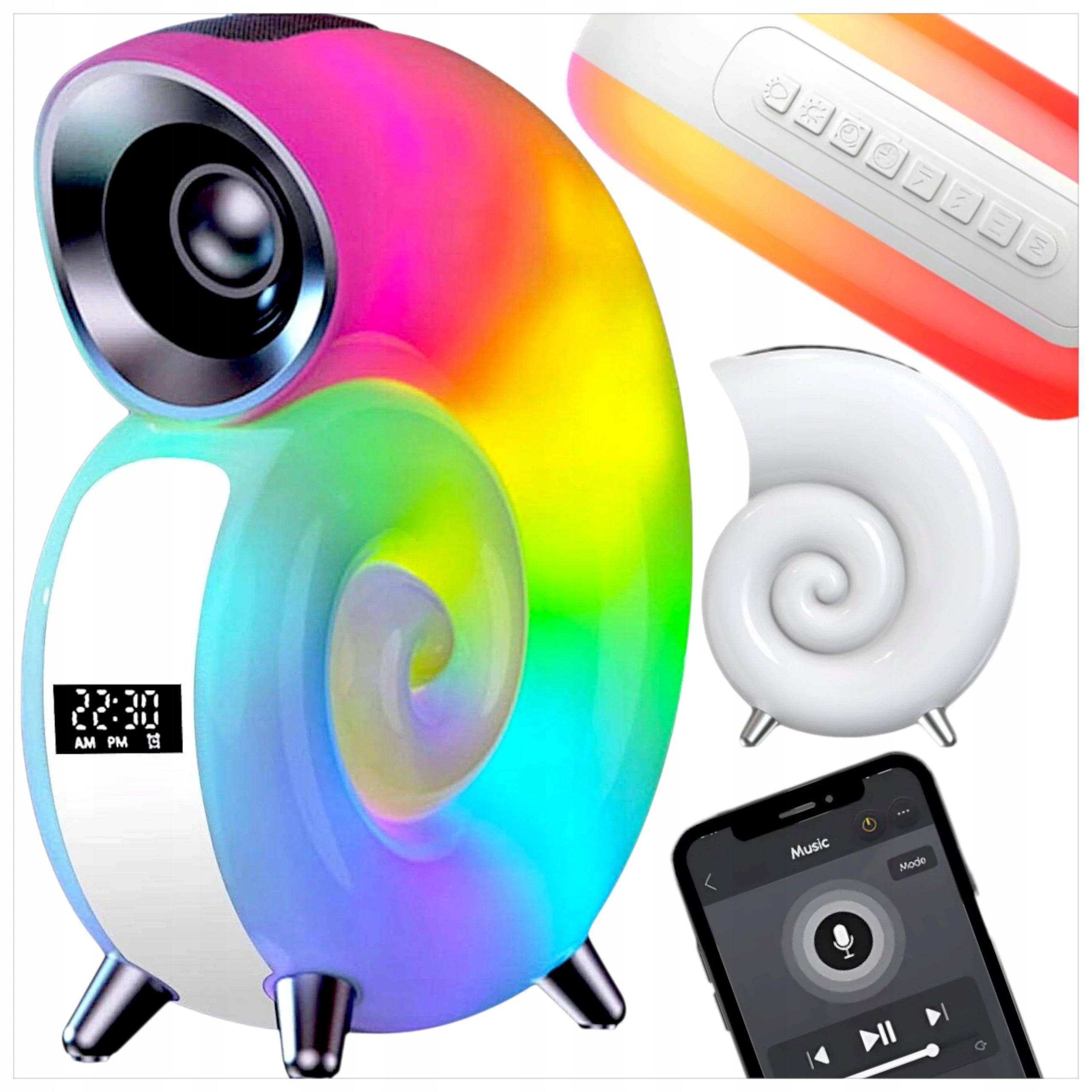 NIGHT LIGHT LED SNAIL RGB BLUETOOTH CLOCK RADIO SPEAKER APP