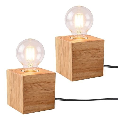 NIGHT LIGHT WOODEN E27 MINIMALIST CUBE FOR BEDROOM 2 PIECES Brand no brand