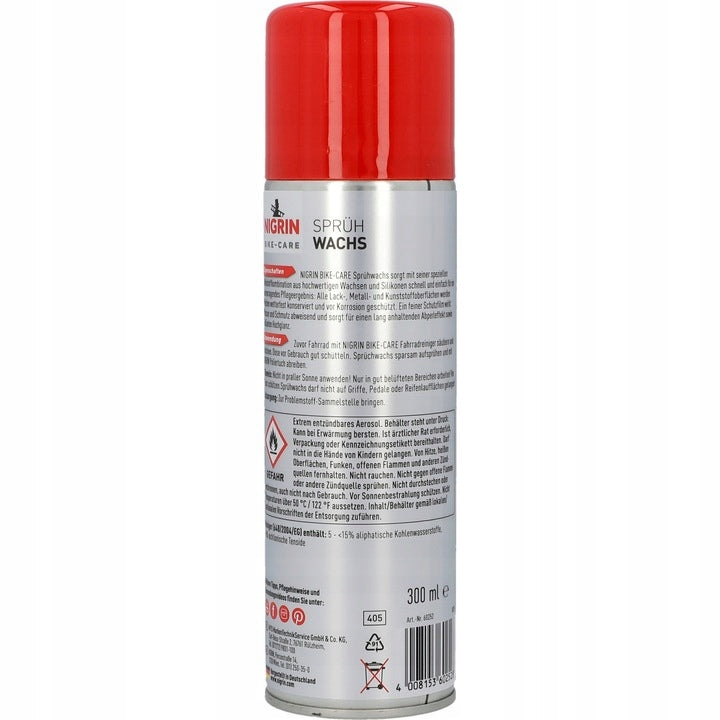 NIGRIN Motorcycle Bike Wax PRESERVES and PROTECTS 300 ml Spray Manufacturer code 60252