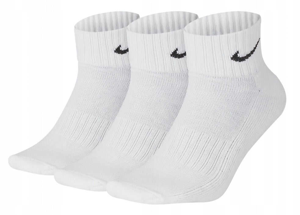 NIKE EVER DAY UNISEX SOCKS SIZE 38-42 WHITE SEMI-HIGH 3 PAIRS