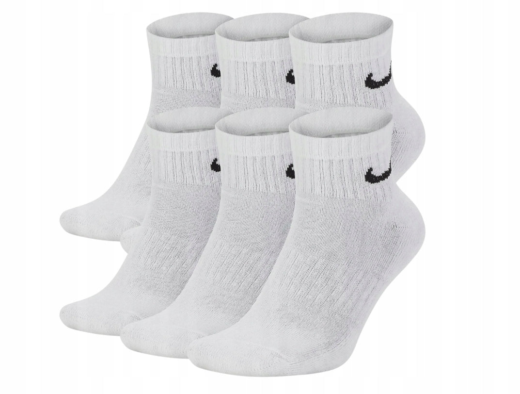 NIKE EVER DAY UNISEX SOCKS SIZE 42-46 WHITE SEMI-HIGH 6 PAIRS Packaging status original