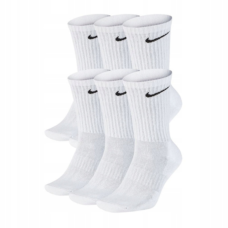 NIKE Socks EVER DAY UNISEX SIZE 42-46 WHITE OVER ANKLE 6 PAIRS