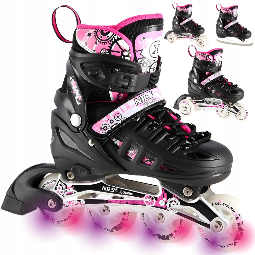 Pačiūžos/ Riedučiai 4in1 Nils Extreme Pink, S, 31-34