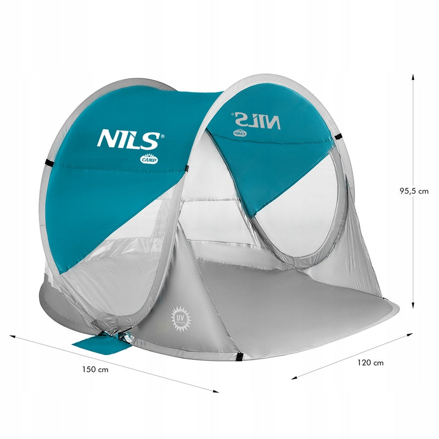 NILS Beach Tent Self Deploying Waterproof UV Filter In Cover Packaging status original