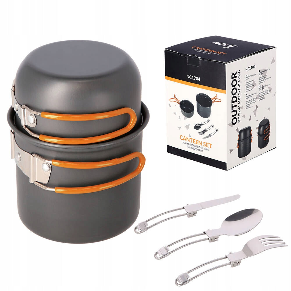 NILS Camping Dishes Pot Dinner Container + Cutlery