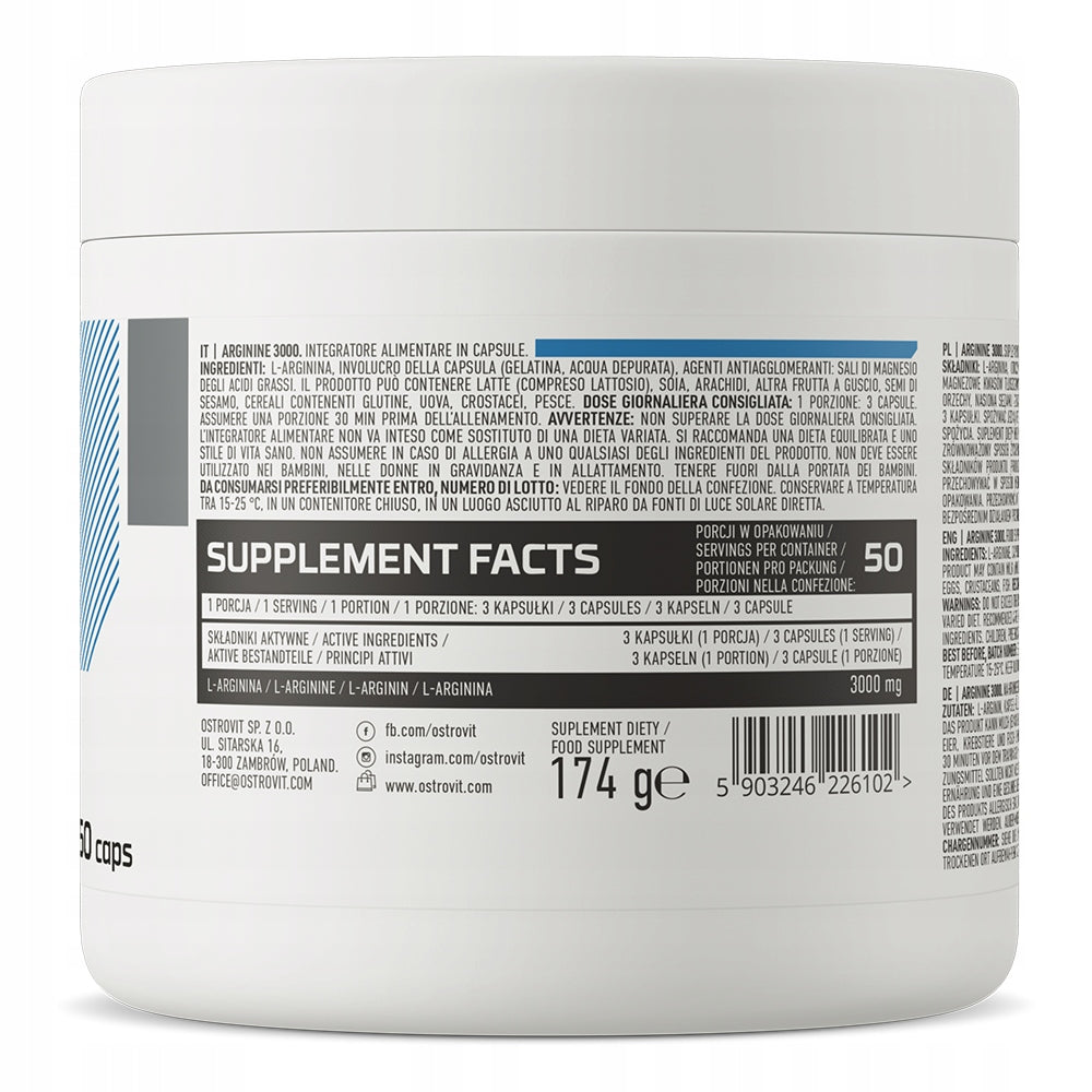 NITRIC OXIDE ARGININE 1000 MG OSTROVIT L-ARGININE PUMP 50 Servings Manufacturer code 5903246226102