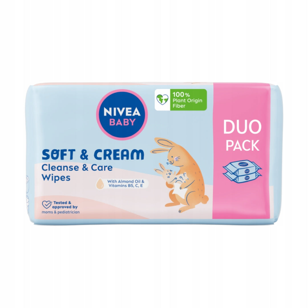 NIVEA BABY Biodegradable Wipes Soft Cream 2x 57pcs