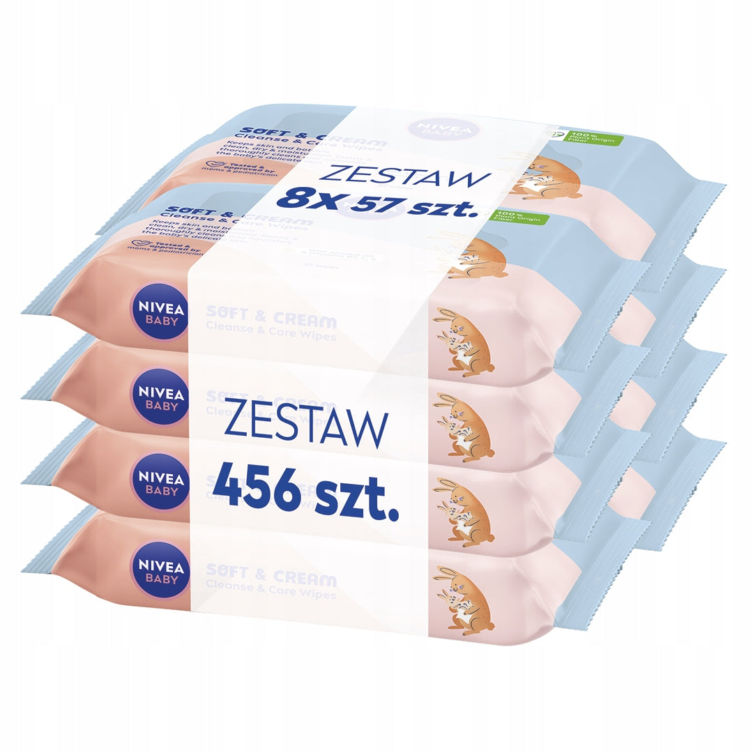 NIVEA BABY Wet Wipes Biodegradable Soft & Cream 8 x 57 pcs.