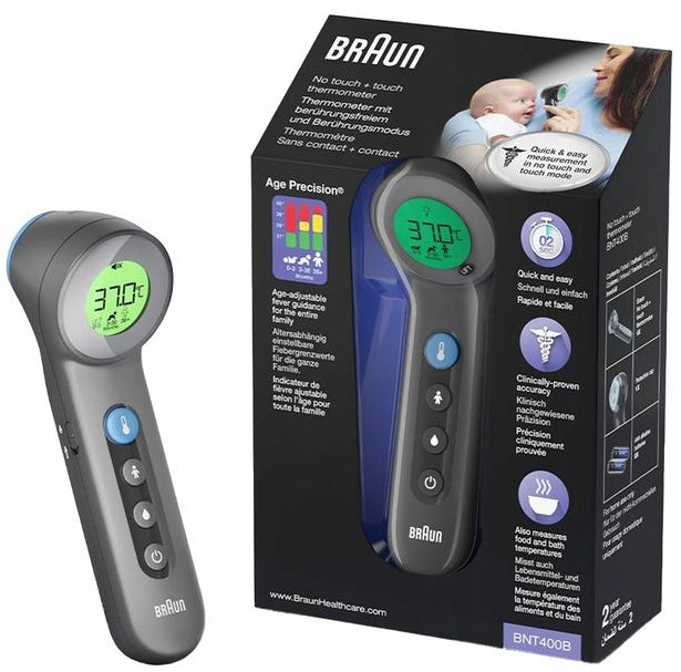 NON-CONTACT THERMOMETER FOR CHILDREN TO THE FOREHEAD BRAUN BNT 400 BWE MULTIFUNCTIONAL