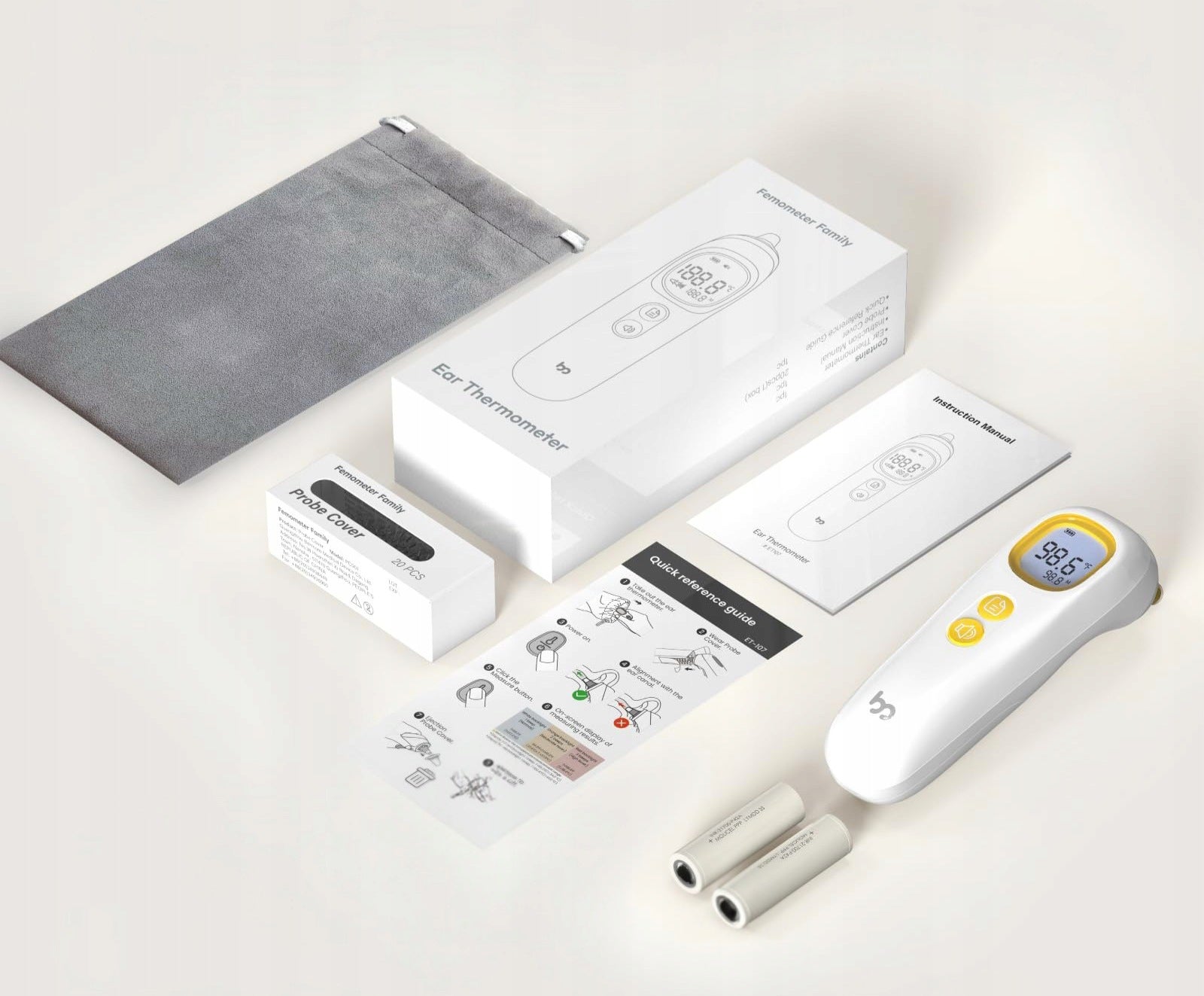 NON-CONTACT THERMOMETER INFRARED LCD EAR FEVER FOR ADULT CHILDREN Packaging status original