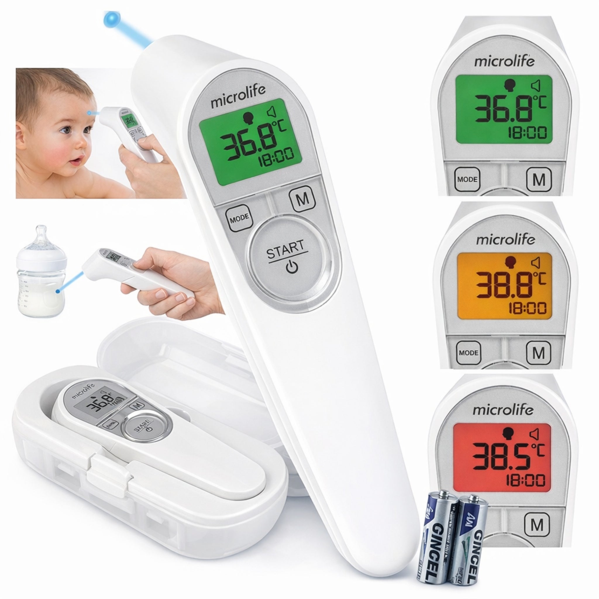 NON-CONTACT THERMOMETER MICROLIFE NC 200 ELECTRONIC + CASE QUICK MEASUREMENT Medical device yes
