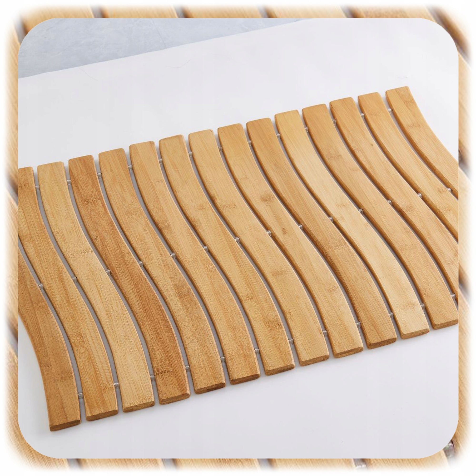 NON-SLIP BAMBOO MAT FOR BATHROOM 50x70 cm Color brown