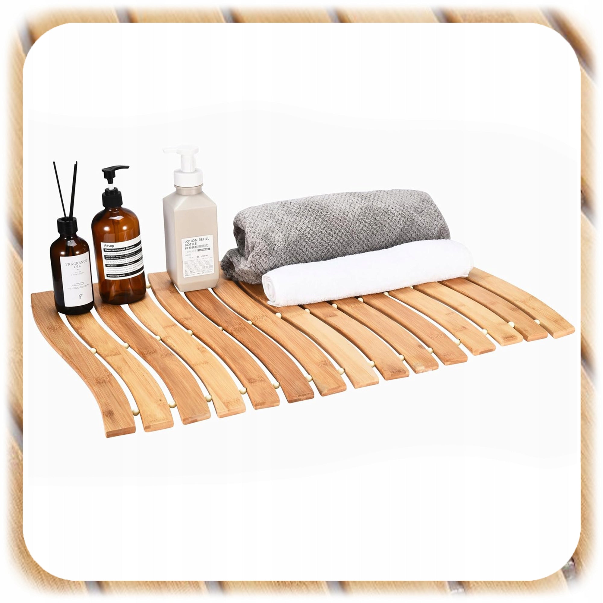 NON-SLIP BAMBOO MAT FOR BATHROOM 50x70 cm Thickness 8 mm