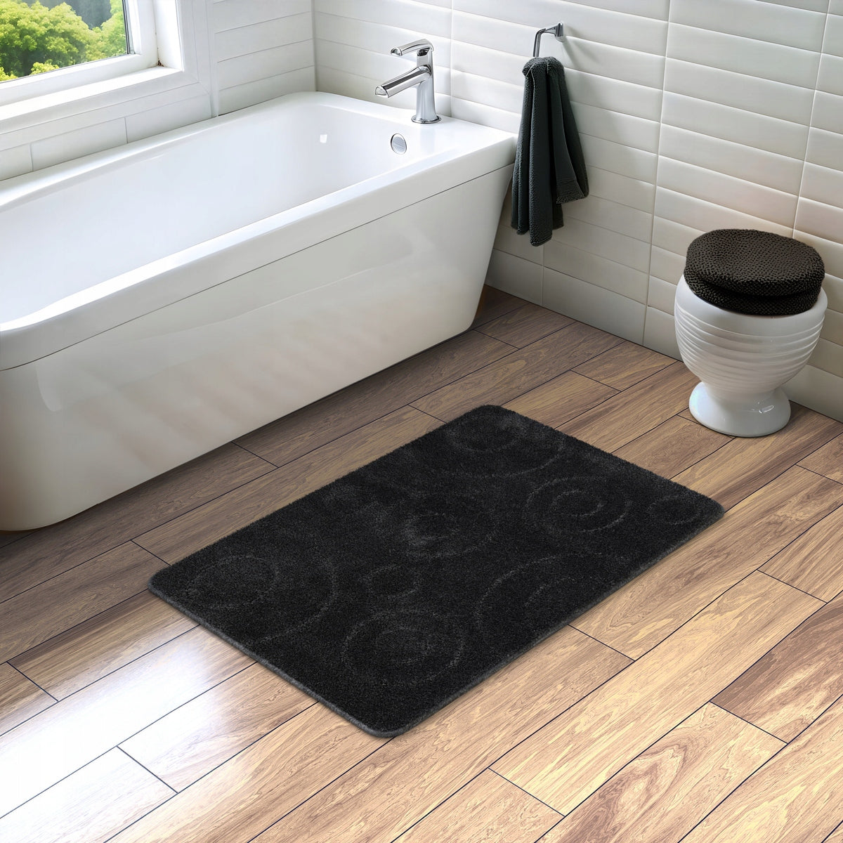 NON-SLIP BATHROOM RUG FOR TOILET BLACK MAT GALAXY 80x150 cm Shape rectangle