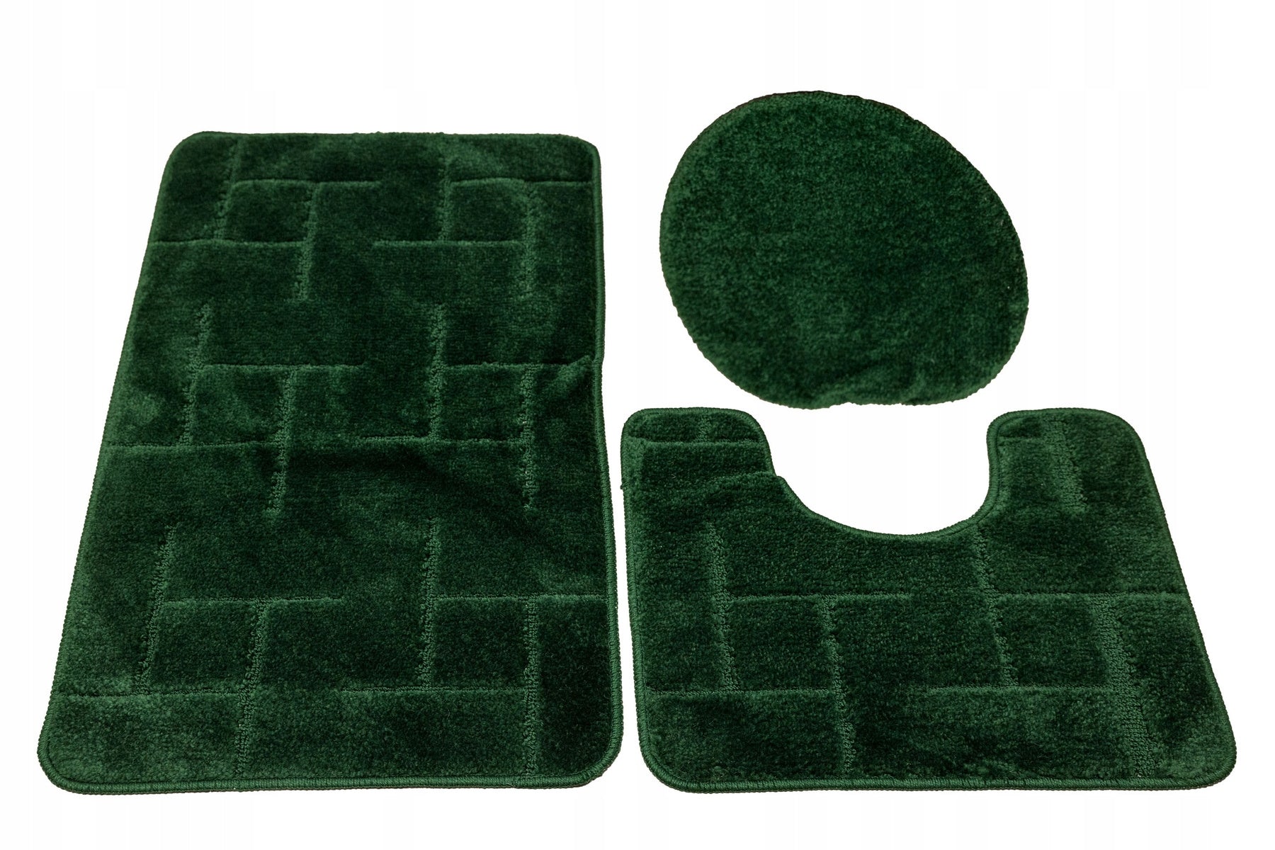 NON-SLIP BATHROOM RUG WITH OVERLAY GREEN TERAMO 3-cz SET