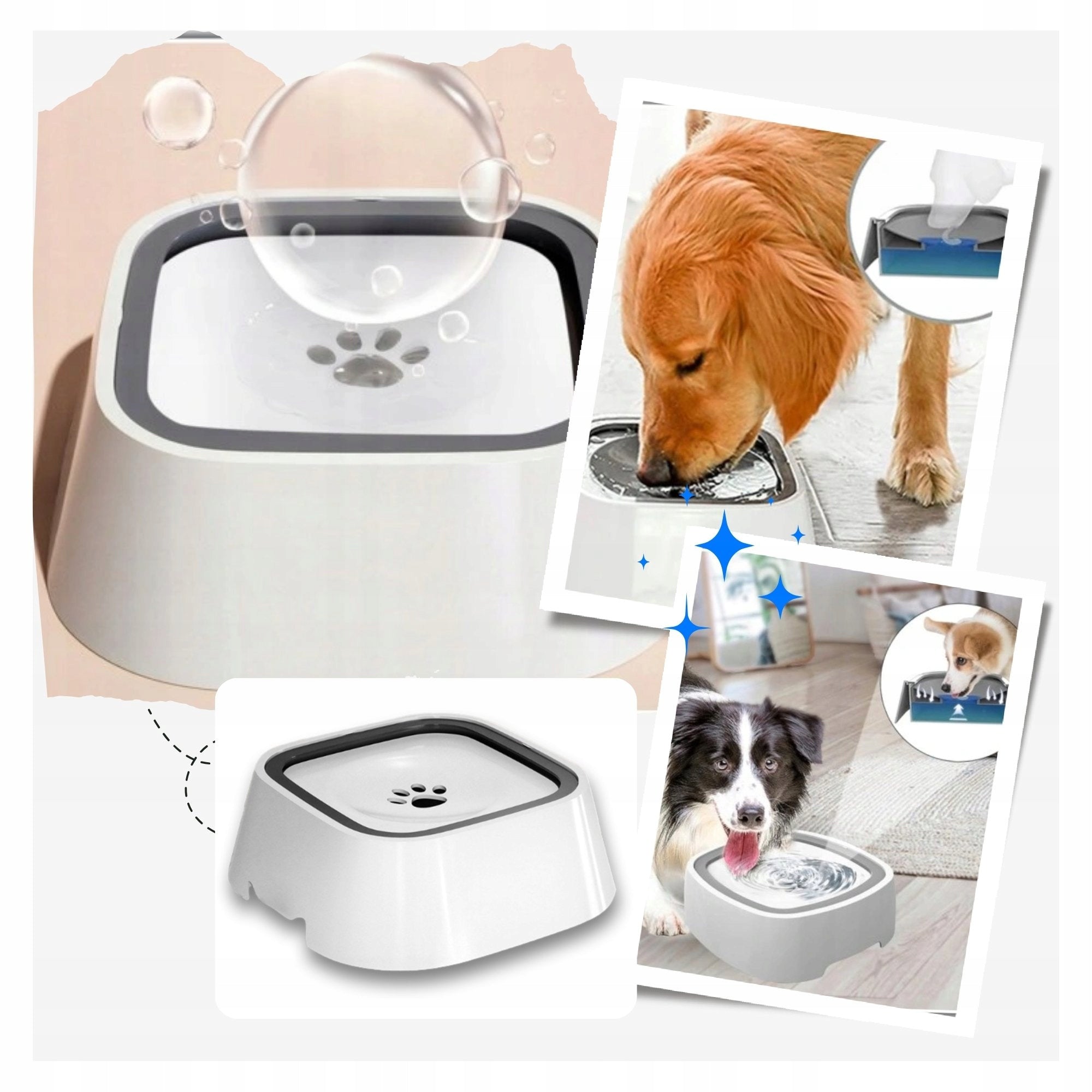 NON-SPILL CAT DOG WATER BOWL SLOWING DRINKING FLOATING LARGE Capacity 1.5 l