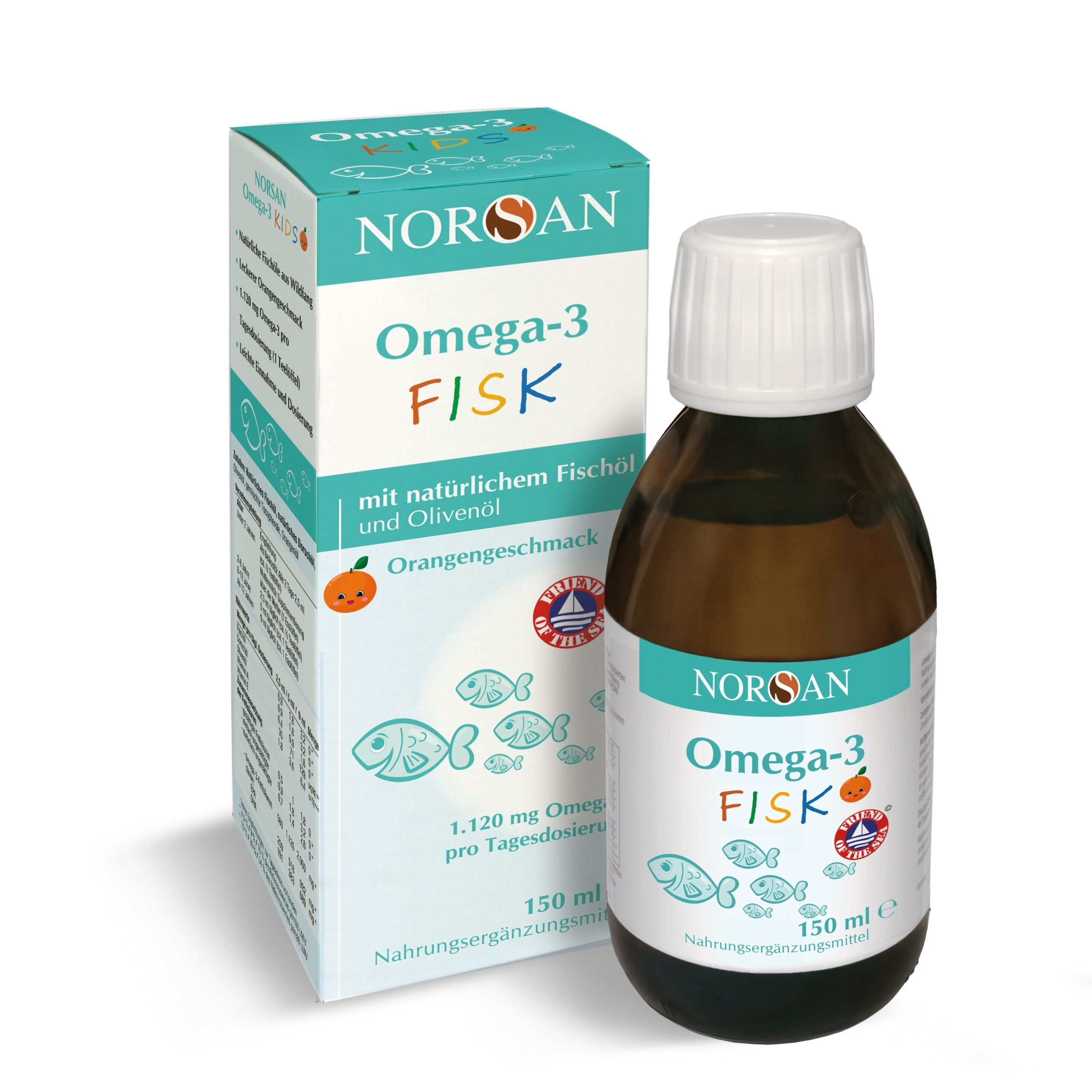 NORSAN OMEGA-3 FISK KIDS ORANGE + VITAMIN E D 150 ml