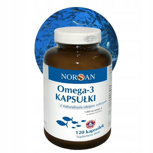 NORSAN OMEGA-3 NATURAL FISH OIL FROM MEAT + VITAMIN E 120 kaps. Expiration date at least six months from the date of purchase
