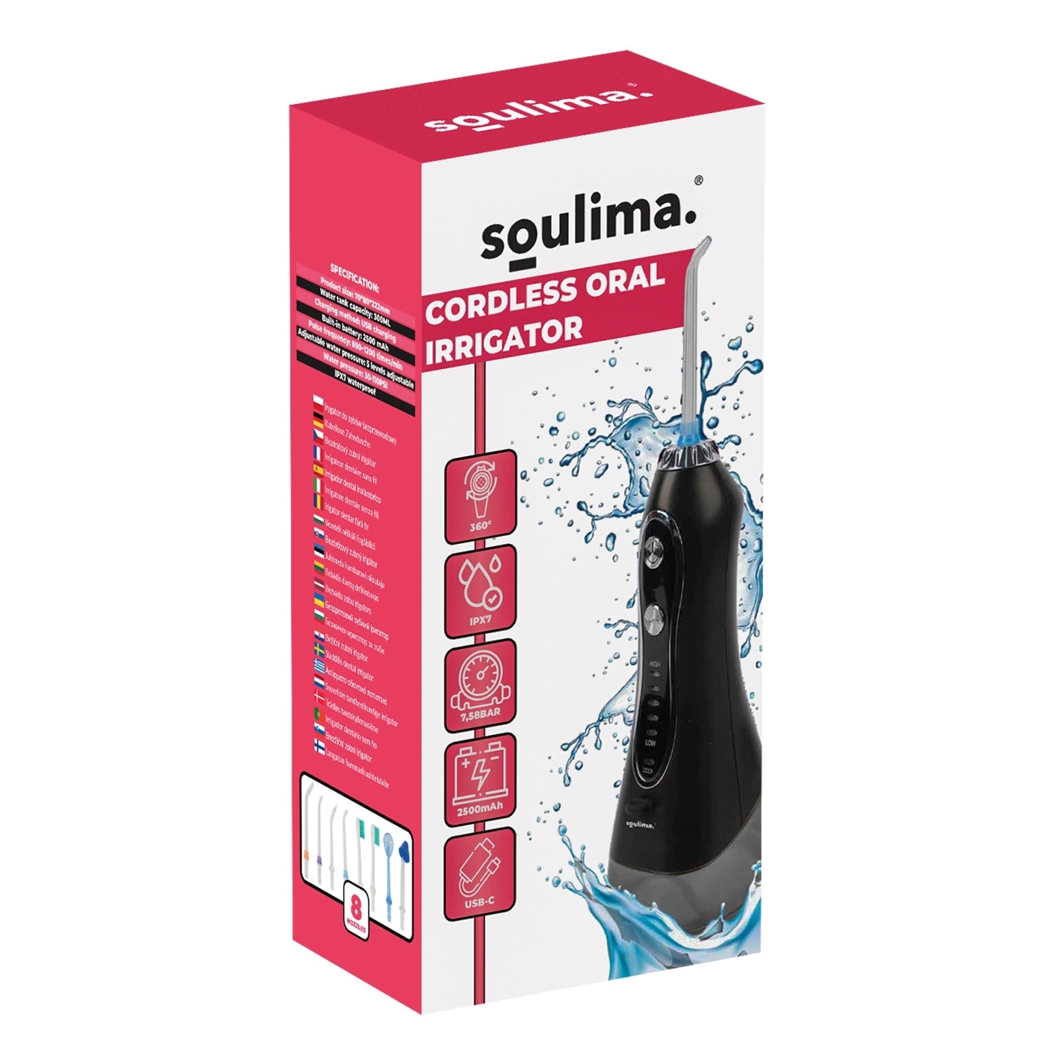 NOSE TOOTH IRRIGATOR LANGUAGE wireless 8 nozzles 1 piece