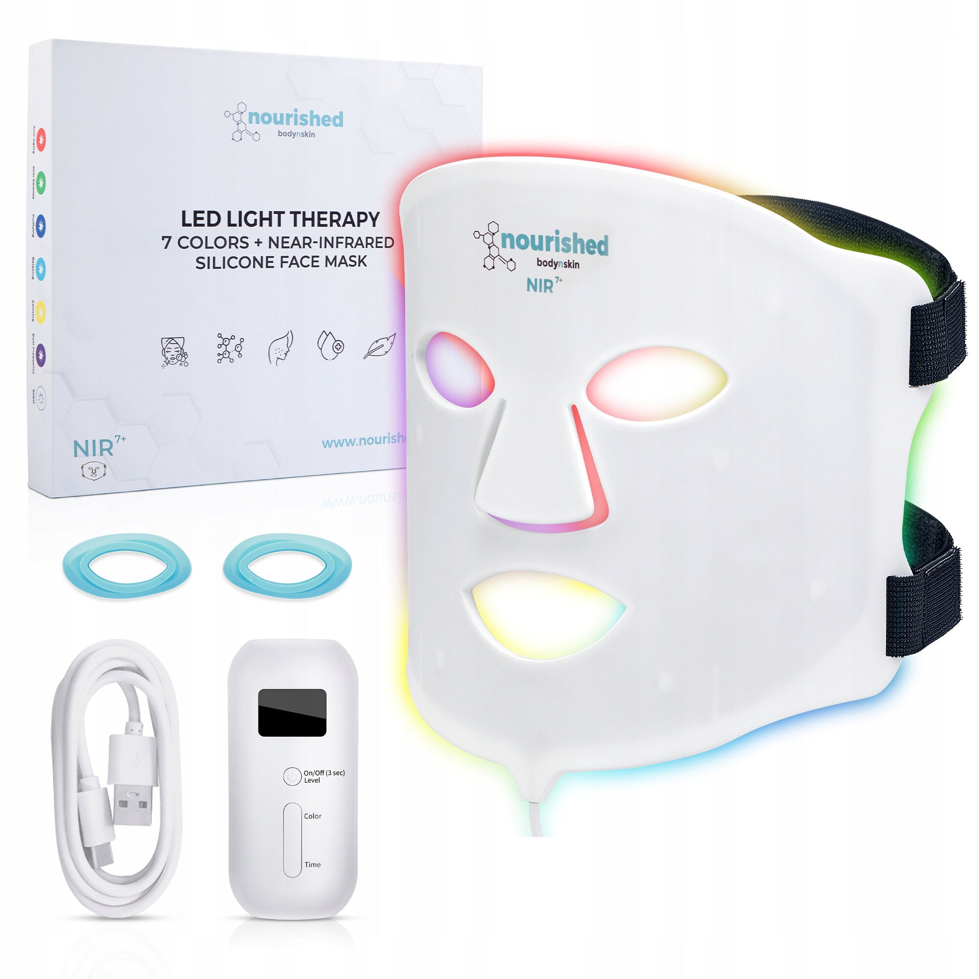 NOURISHED BODYNSKIN 7 COLOR LED MASK WITH NIR 114 LED TECHNOLOGY