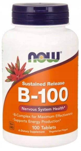 NOW FOODS B-100 Prolonged-release Vitamin B Complex 100 tablets