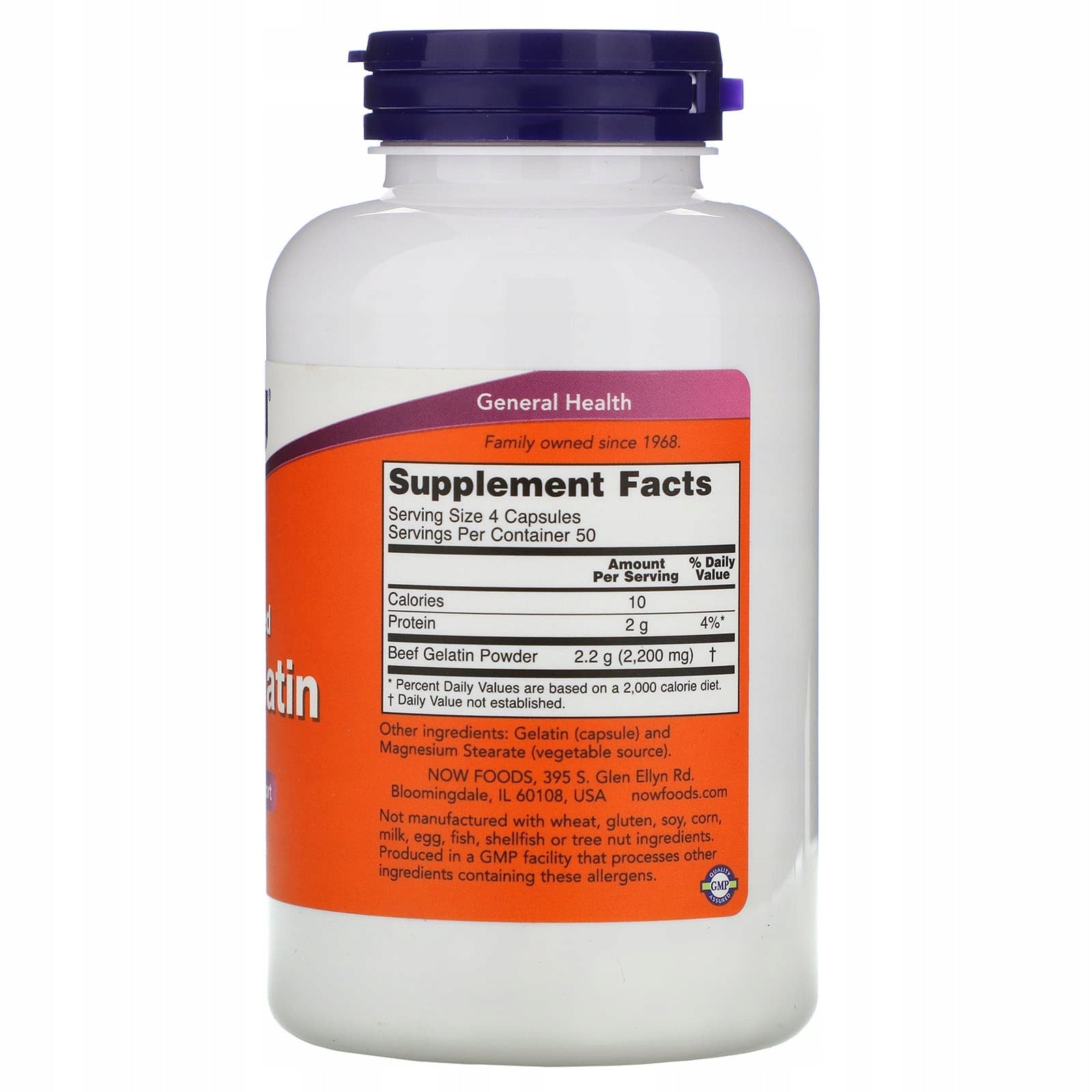 NOW FOODS Beef Gelatin 550 mg (200 caps.) Manufacturer code 733739065056