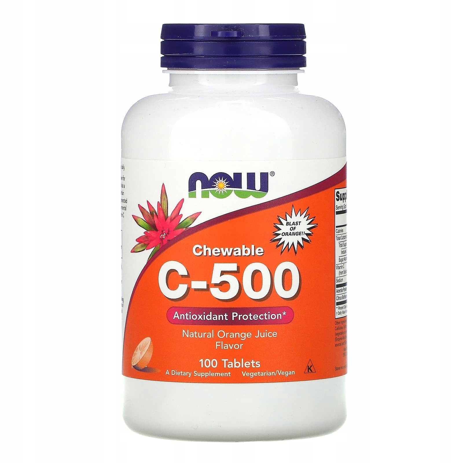 NOW FOODS Vitamin C 500 mg for sucking - orange flavour (100 tabl.) Brand Now foods