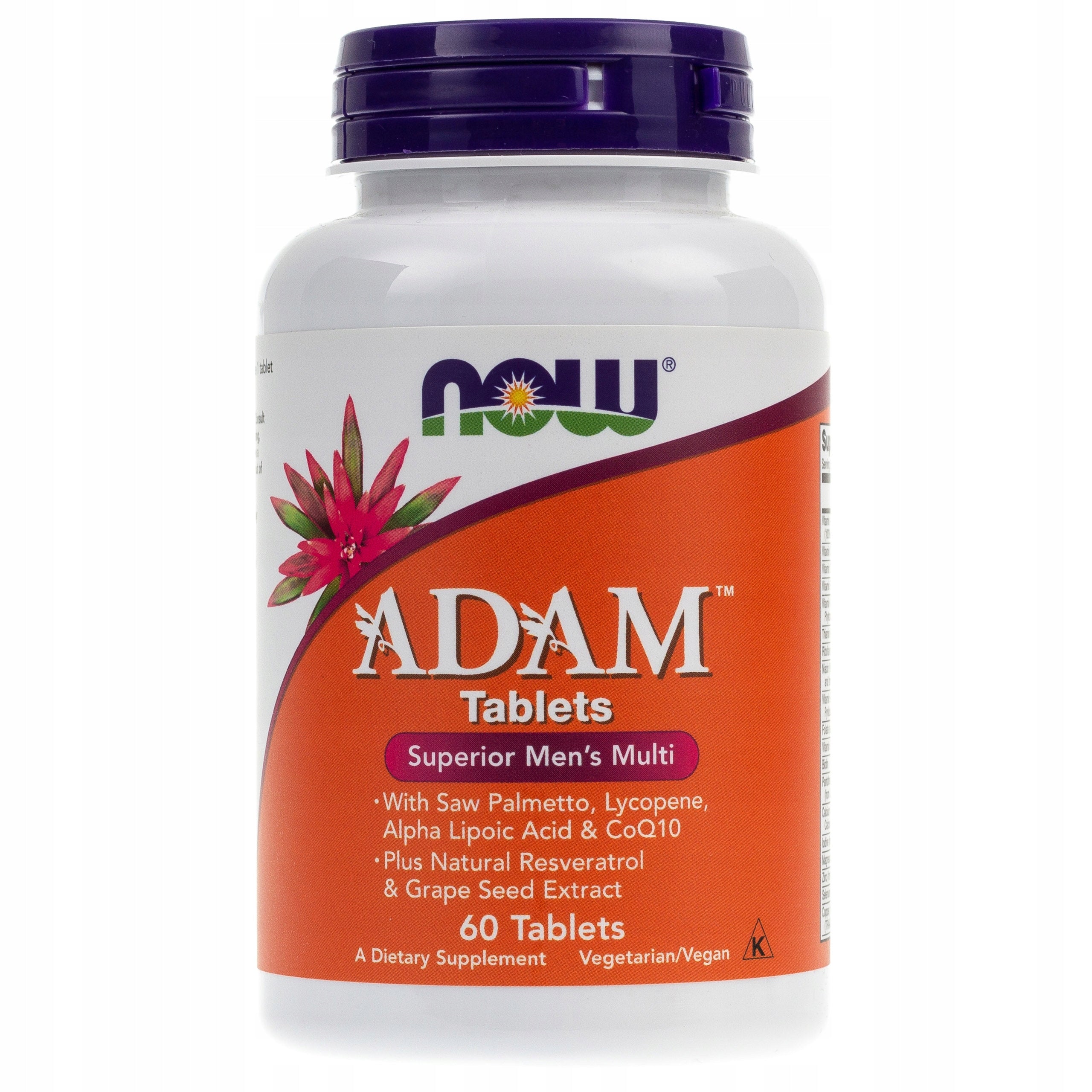 NOW Foods ADAM Multi Vitamins and Minerals for Men USA Vitality 60tab Packaging status original