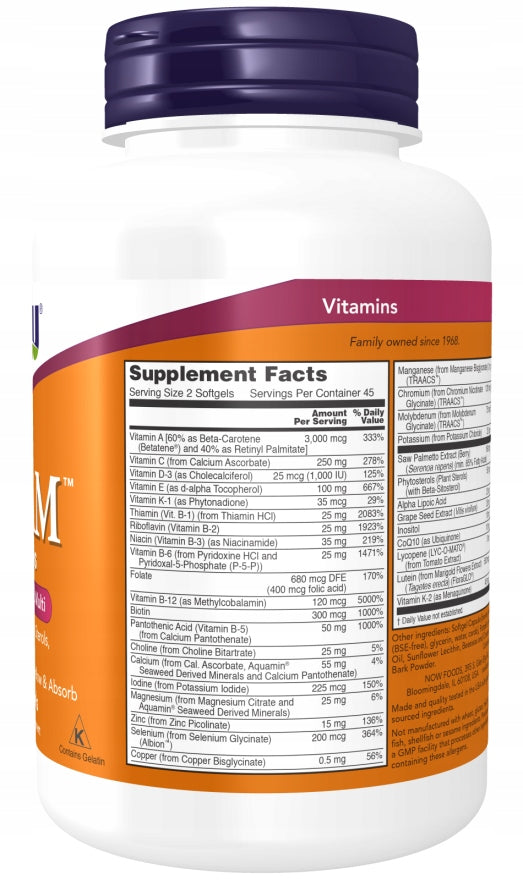 NOW Foods ADAM Multivitamin 180 softgels EAN (GTIN) 733739038814