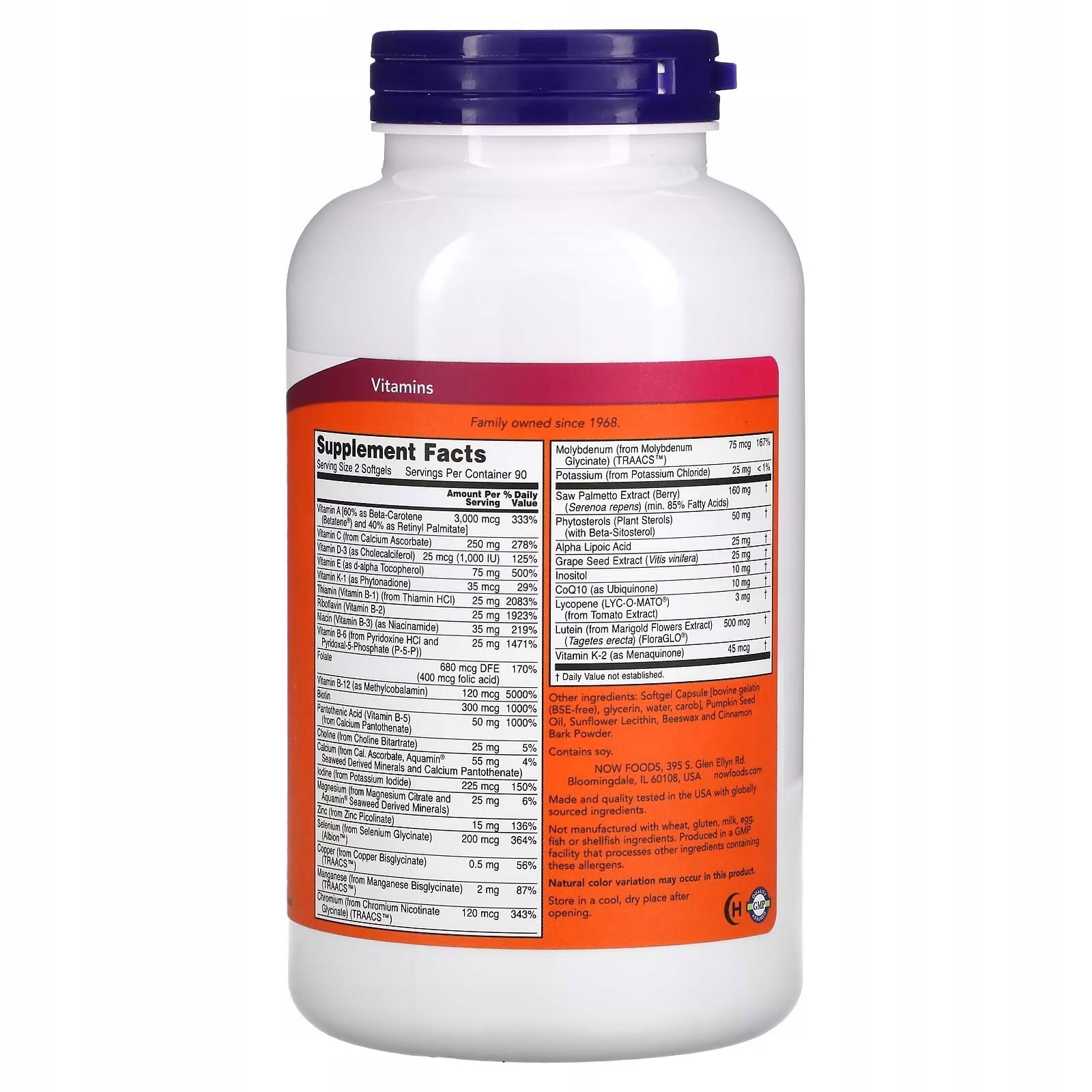 NOW Foods Adam Men's Multivitamin 180 SOFT GELS vitamins minerals Brand Now foods