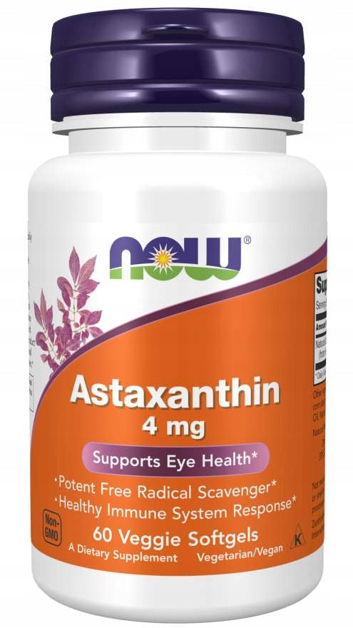NOW Foods Astaxanthin 4mg ORGANIC ASTAXANTHIN VISION 60caps