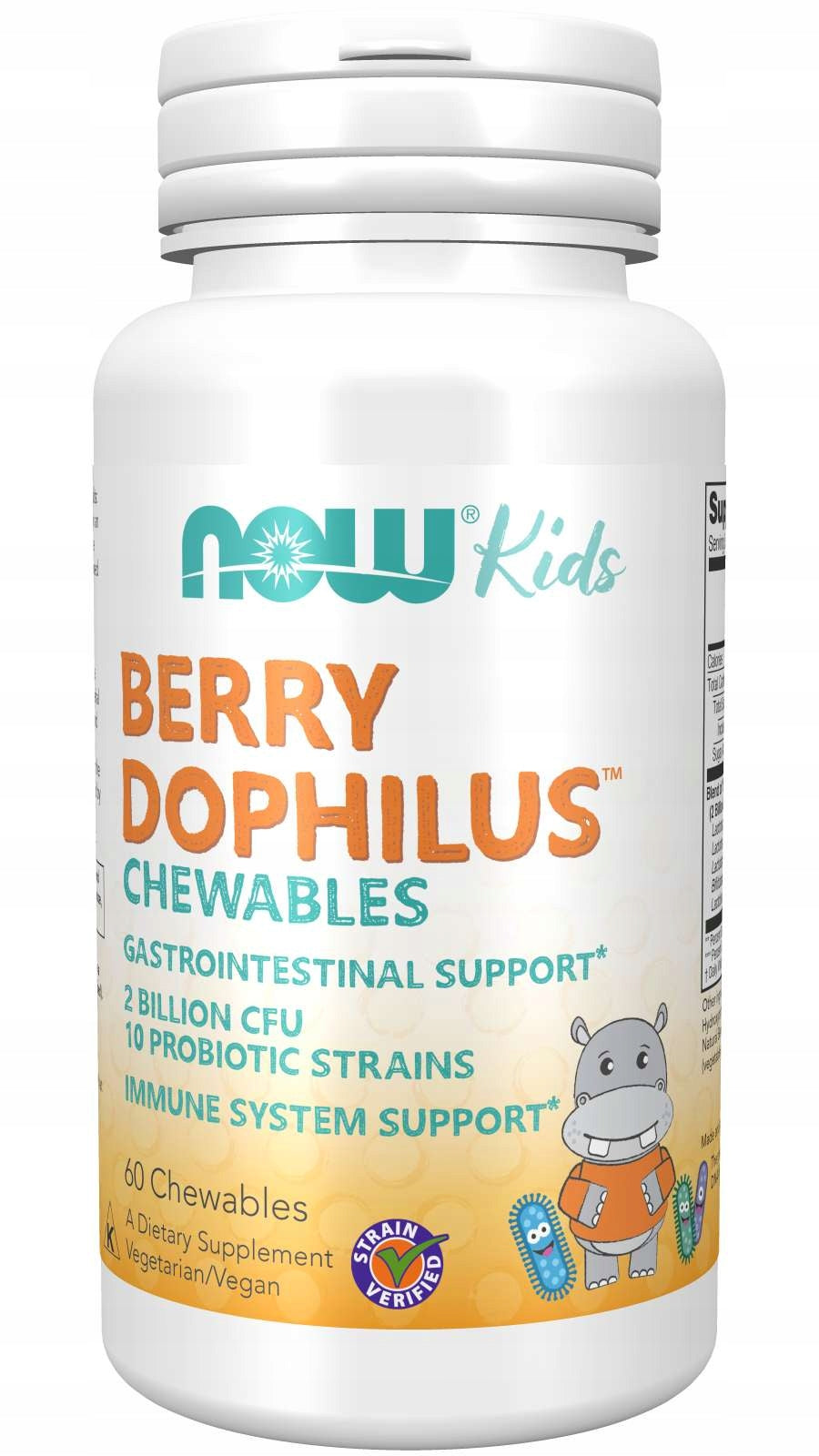 NOW Foods BerryDophilus Kids PROBIOTIC FOR KIDS BLUEBERRY FOR SUCKING 60caps