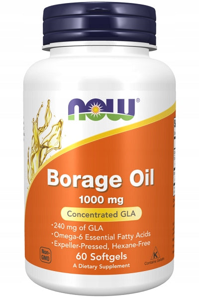 NOW Foods Borage Oil 1000mg Borage Oil Unsaturated Acids 60 SGELS Weight 200 g