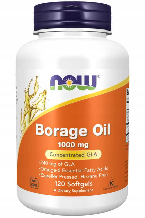 NOW Foods Borage Oil BORAGE OIL 1000mg SKIN WRINKLES 120caps