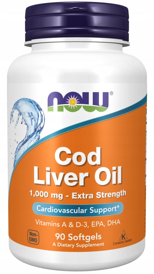 NOW Foods COD LIVER TRAN 1000mg OMEGA-3 EPA DHA Wit A D-3 90softgels