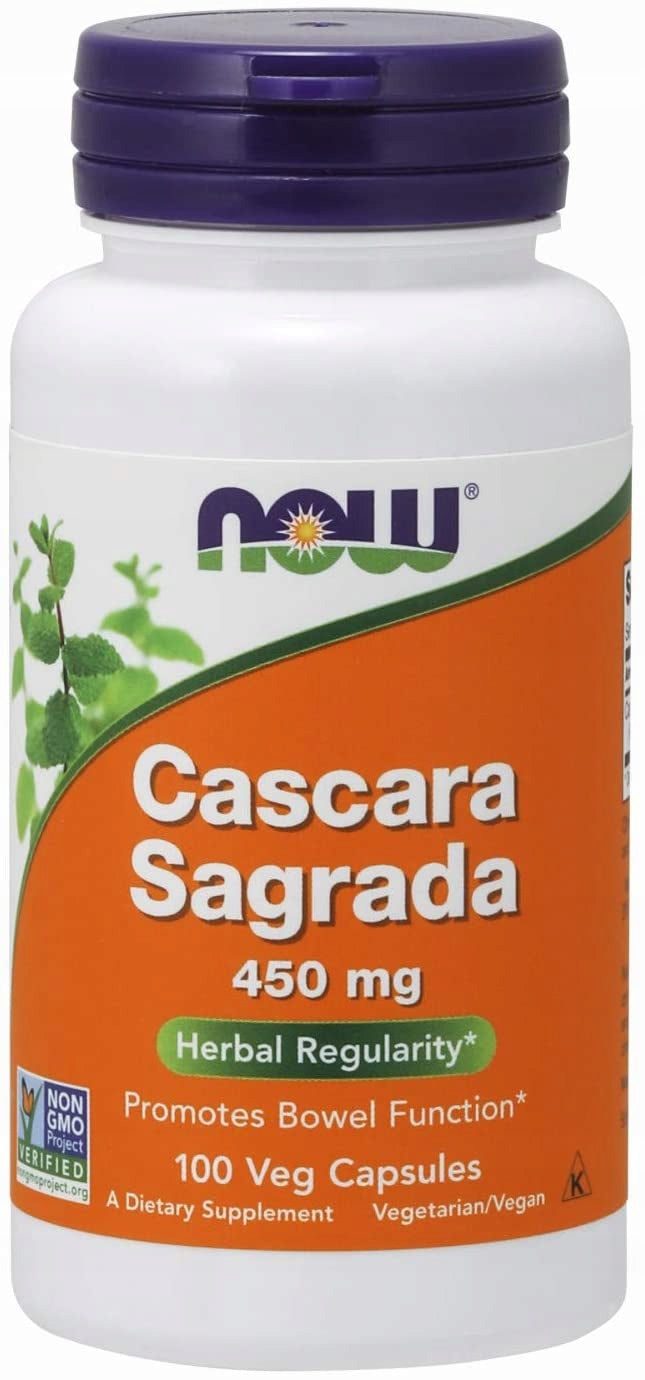 NOW Foods Cascara Sagrada Intestinal Shark Constipation Liver 450mg 100 vcaps Expiration date not specified